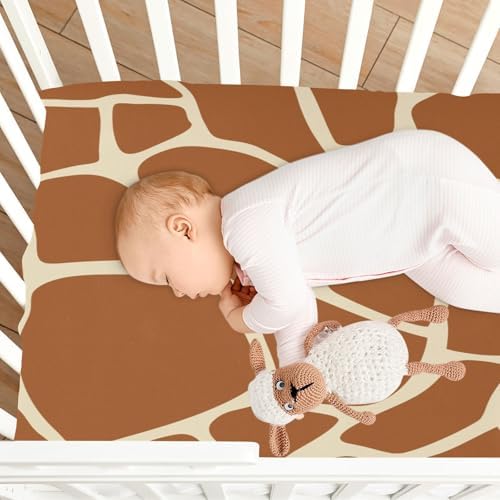 Fitted Crib Sheet Giraffe Skin Brown Stretchy Playard Sheet for Baby Toddler