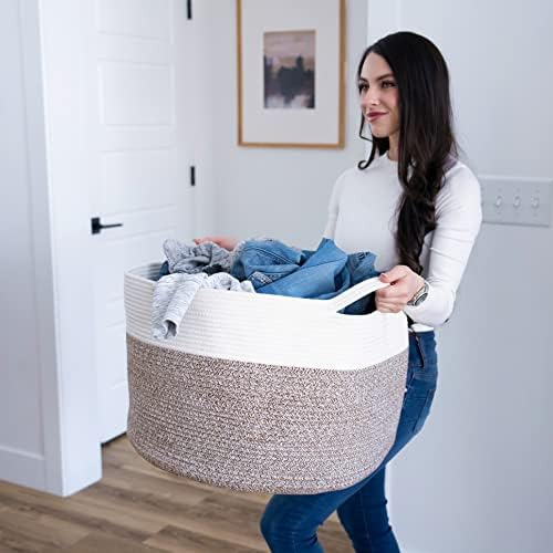 Little Hippo XXXL Cotton Rope Basket 22x14 White Brown