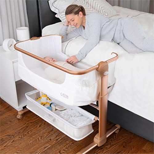 KoolerThings Bedside Bassinet with Storage Portable Crib for Newborn