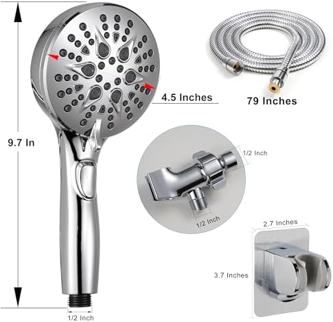 GwernKB Handheld Shower Head with 7 Settings and Power Wash