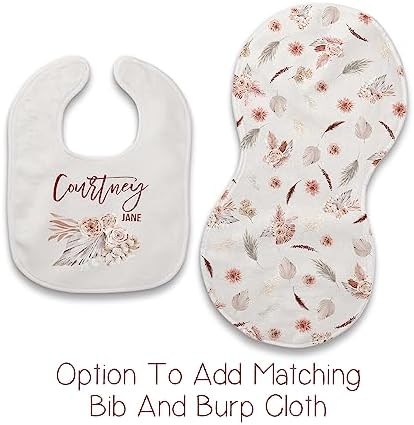 Personalized Pink Floral Baby Blanket with Monogram