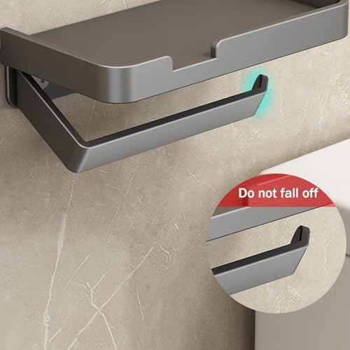 Self Adhesive Toilet Paper Holder with Shelf - Gray