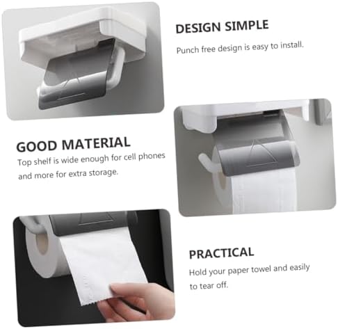 HOLIDYOYO Toilet Paper Holder with Storage Shelf and Punch Design