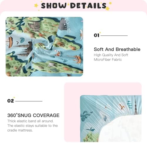 Wassud World Map Visions Crib Sheets for Boys Girls