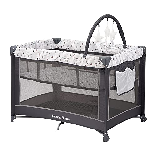 Pamo Babe Portable Playard with Padded Mat and Toy Bar 1