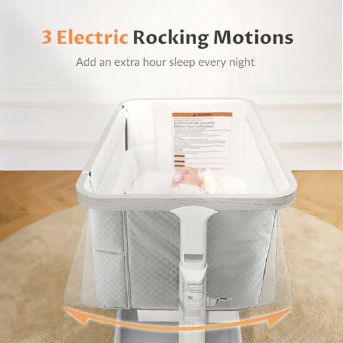 VaVaSoo Rocking Bassinet with 3 Motion Music 5 Height Adjustable