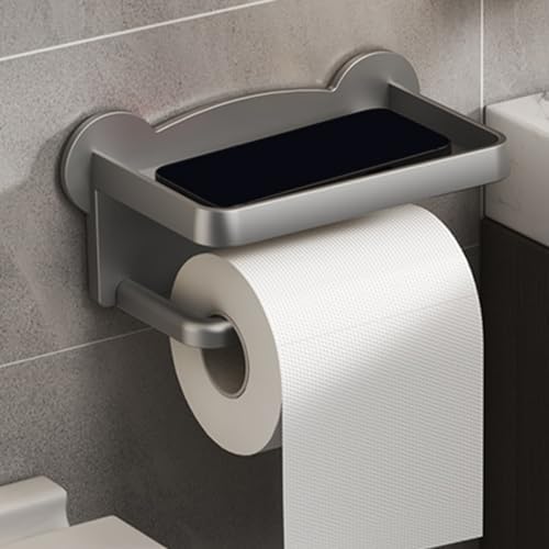 HOMSFOU Grey Toilet Paper Holder Wall Mount Organizer