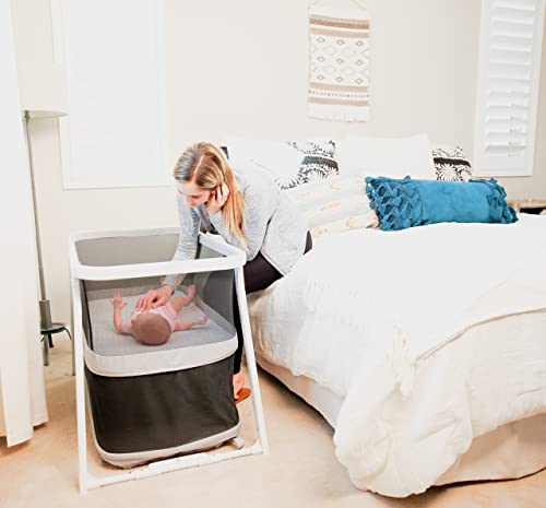 Joovy Coo Bassinet Portable with Storage and Rocking Playpen Gray