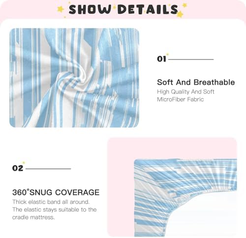 Abstract Blue Lines Fitted Crib Sheets for Baby Toddler