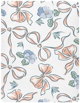 KICPOAY Fitted Crib Sheets with Pansies Flower Ribbons for Baby Toddler
