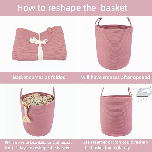 Cotton Rope Laundry Hamper with Handles - Grape Purple
