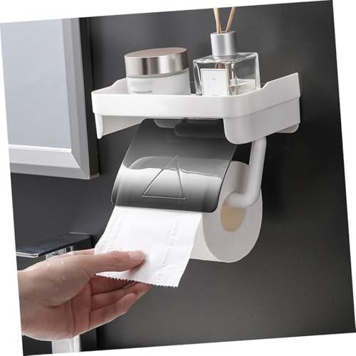 HOLIDYOYO Toilet Paper Holder with Storage Shelf and Punch Design