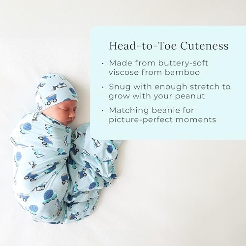 Posh Peanut Swaddle Blanket Beanie Set - Sailor Blue