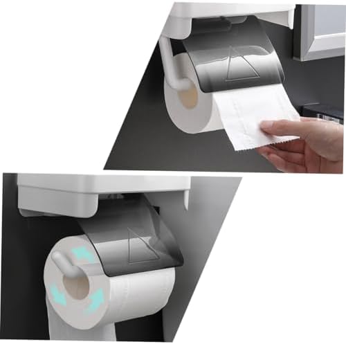 HOLIDYOYO Toilet Paper Holder with Storage Shelf and Punch Design