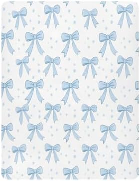 Jihqo Blue Bows Crib Sheets Pack N Play Set