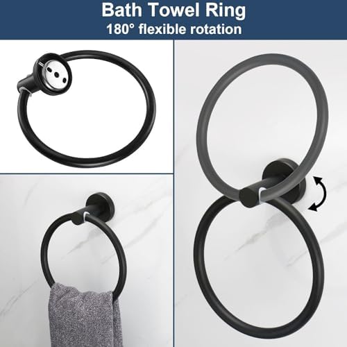 TocTen 6-Piece Matte Black Bathroom Hardware Set