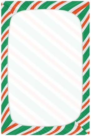 Fitted Crib Sheets with Red Green Diagonal Stripes for Baby Toddler