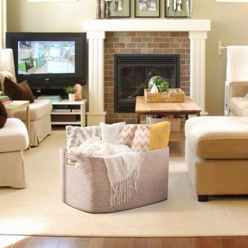 OIAHOMY 75L Woven Blanket Basket with Handle 1