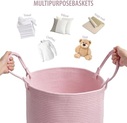 Kodomoore Laundry Basket Woven Cotton - 15D x 18H - Light Pink