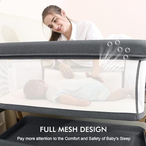 Jimglo 3 in 1 Baby Bassinet with Wheels and Mattress