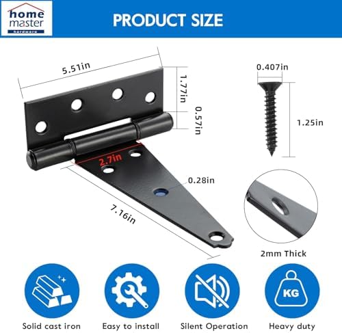 HOME MASTER HARDWARE 8 Inch Gate Hinges 4 Pack