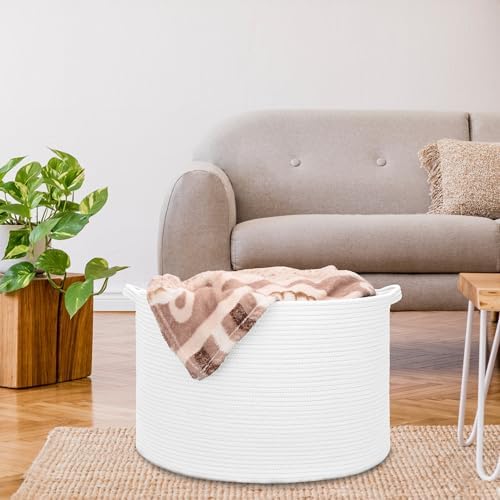 Extra Large Cotton Rope Basket 22x14 White