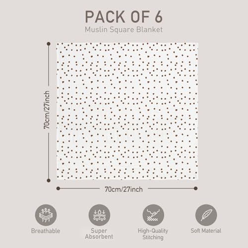 GLLQUEN BABY 6 Pack Swaddle Blankets Rainbow Design