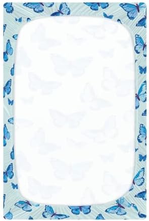 Wassud Blue Butterflies Crib Sheets for Boys and Girls
