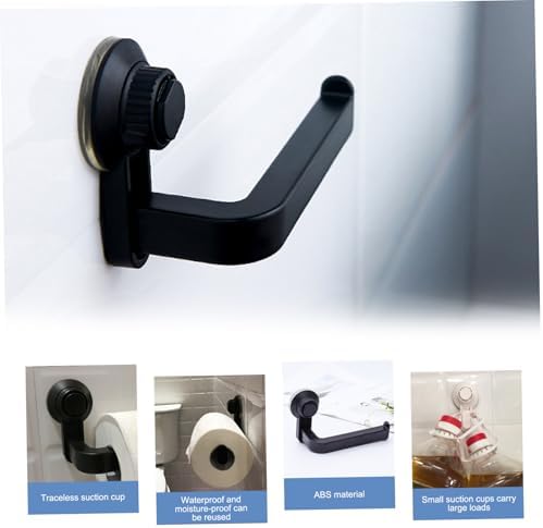 Nirelief Suction Cup Toilet Paper Holder Wall-Mounted Rustproof ABS Black