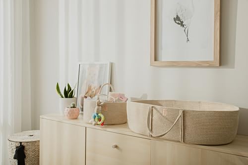 Trendy Baby Changing Basket Set of 4 Waterproof Pad Cotton Blanket Bassinet Topper