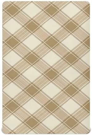 Wassud Light Brown Plaid Crib Sheets for Boys Girls