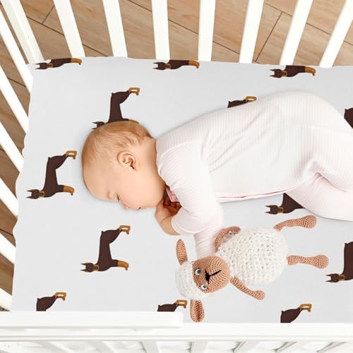 KICPOAY Fitted Crib Sheets Doberman Cartoon Stretchy Playard Sheets for Baby Toddler