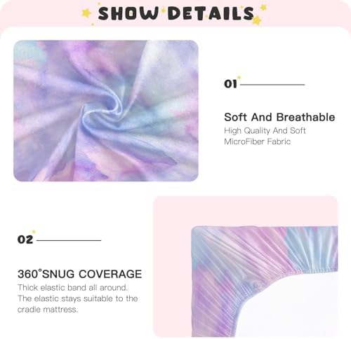 Wassud Lavender Tie Dye Crib Sheets for Boys Girls