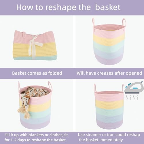 Rainbow Woven Laundry Hamper for Kids Bedroom Storage