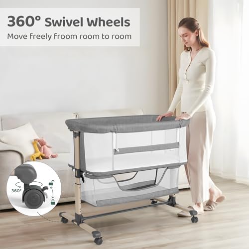 Cowiewie Bassinet Bedside Sleeper Portable Breathable