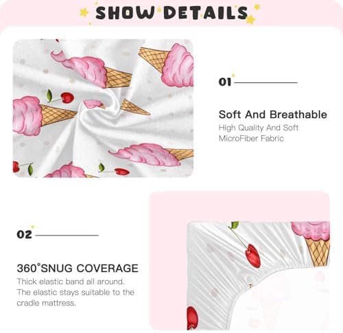 Jihqo Ice Cream Cones Crib Sheets Pack N Play