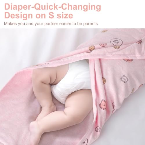 Knirose Baby Swaddle Blanket Wrap 0-3 Months Combed Cotton Button Closure Peachpink