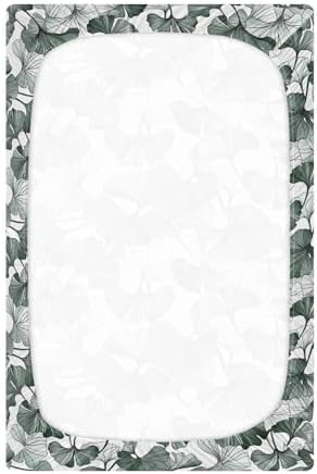 Wassud Gray Leaves Crib Sheets for Boys and Girls