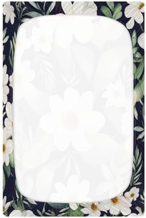 Wassud White Flowers Crib Sheets Set for Boys Girls
