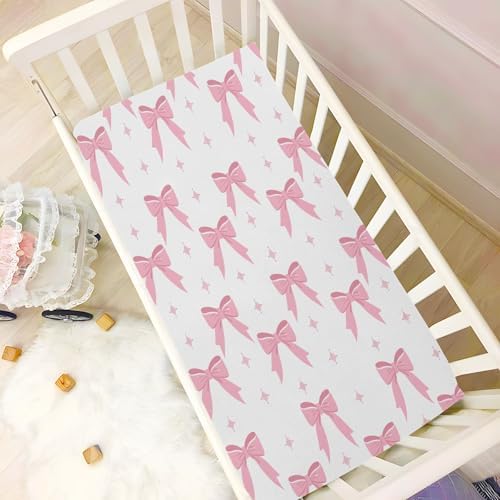Jihqo Ribbon Bows Crib Sheets Pack N Play Set