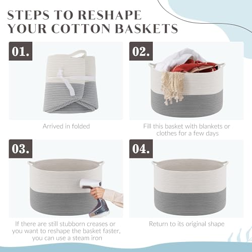 Maliton Extra Large Cotton Rope Storage Basket 22x22x14 1