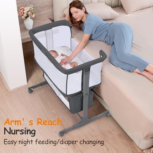 Ezebaby Bedside Bassinet with 7 Heights and Wheels