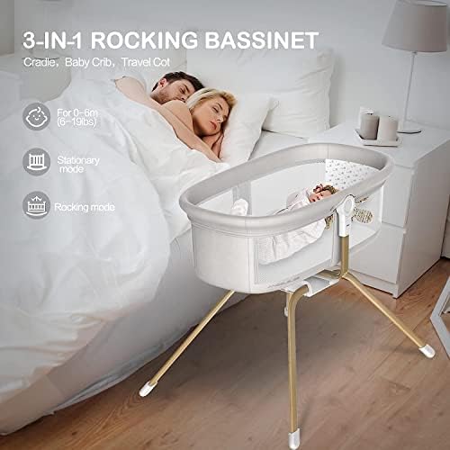 ANGELBLISS 3-in-1 Bassinet with Rocking Travel Portability