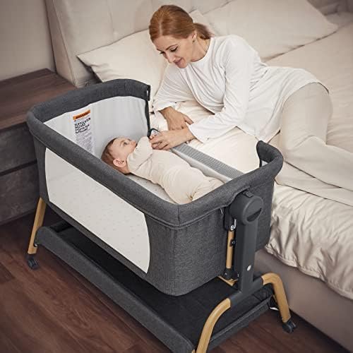 ANGELBLISS 3 in 1 Bassinet with Mattress and Wheels
