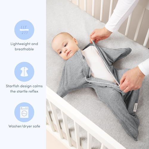 SleepingBaby Zipadee-Zip Transition Swaddle - Hall of Fame Grey Heather