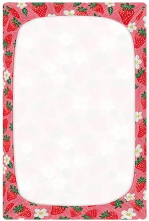 Wassud Strawberry Flower Crib Sheets Pack and Play Fitted 27x39 Inches