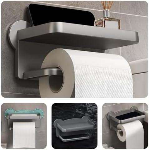 Alipis Wall Mounted Paper Towel Holder with Shelf