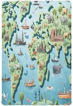 Wassud World Map Visions Crib Sheets for Boys Girls