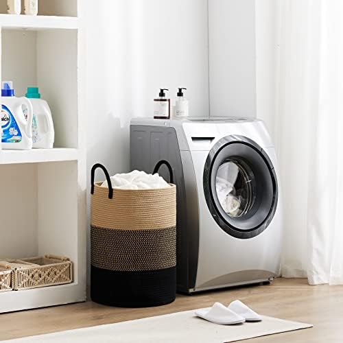 Fionas Magic 100L Woven Laundry Hamper Basket Brown Black