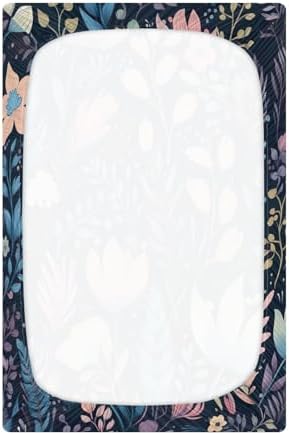 Wassud Floral Crib Sheets Breathable Pack and Play Fitted Baby Sheets